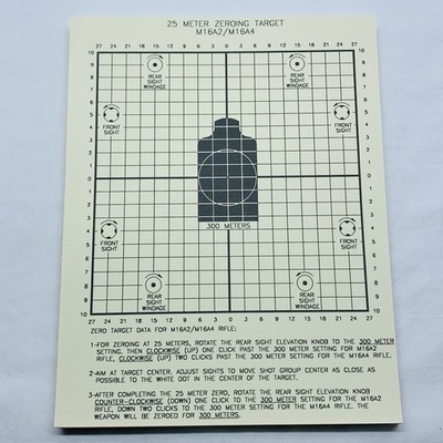 M16A2 M16A4 25 Meter Zeroing 2 Sided Targets Lot of 50 Heavy Paper NEW