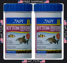 API Bottom Feeder Pellets Fish Food with Shrimp - 1.3oz Container 2 Pack 