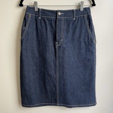 NWOT Vintage 1970s Calvin Klein Denim Jean Skirt Midi Dark Zip Made in USA 27"