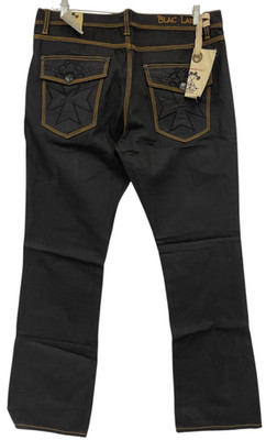 Blac Label Y2K Baggy Straight Jeans Mens Size 40 Black Denim Embroidered NWT