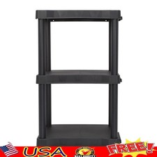 3 Tier Plastic Shelving Unit Easy Assembly Durable Storage 150lb Capacity New