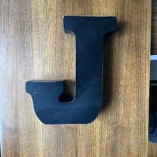 Design Style 8” Tall 7” Wide Black Wooden Shelf Block Letter "J” Shabby Chic