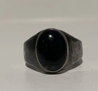 Vintage Mexico CII 925 Sterling Silver Black Onyx Ring Size 12