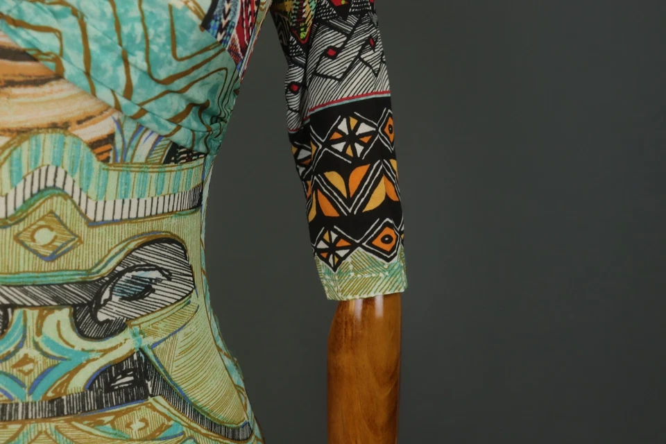 SAVE THE QUEEN многоцветный вискозы Geo печать 3/4 рукав пуловер блузка верхний размер S - Изображение 4 из 4