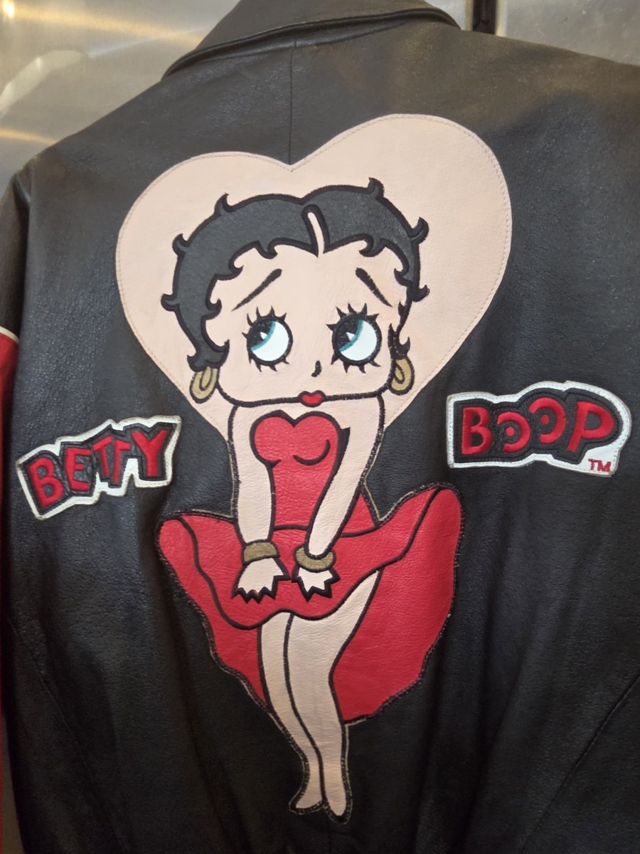 ジャケット・アウター AMERICAN TOONS Betty Boop Leather Jacket VTG 90s L Betty Boop American Toons By Excelled Leather Jacket