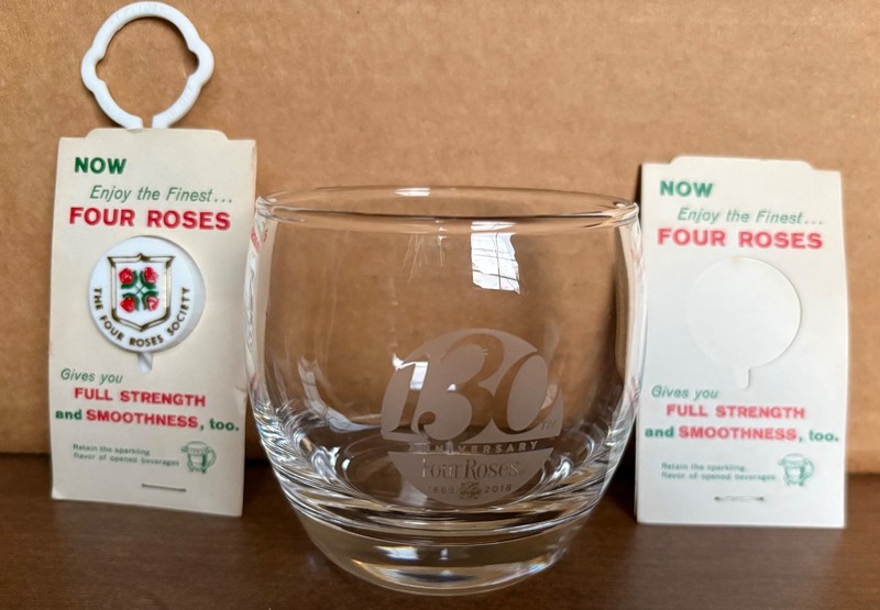 Four Roses 130th Anniversary Glass plus Bottle Stopper