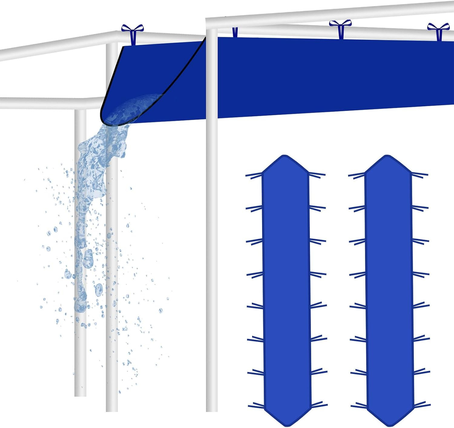 2 Pack Heavy Duty Rain Gutter for Pop Up Canopy, Upgraded Oxford Rain Gutter for