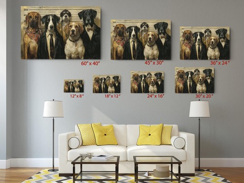 Dog Police Lineup Art Canvas Wall Art Funny Dog Lovers Gift Decor - Picture 7 of 9