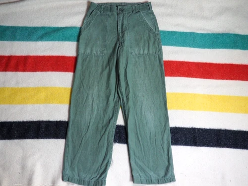 VTG 60s US Military OG107 Type 1 Sateen Green Vietnam Trousers Pants Mens 29x28