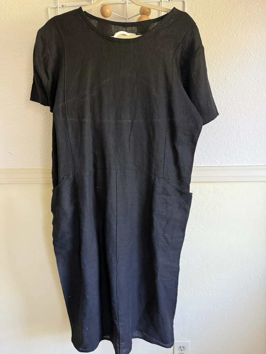 lagenlook linen dresses ebay FLAX Size Large Midi Long Dress Short Sleeve Lagenlook Burnt Orange Linen  Tee
