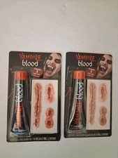 Set 2 Vampire Makeup Kit Blood Capsules Fun World Life-like Tattoos
