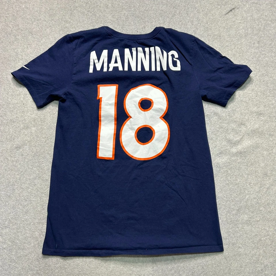 Camisa Nike Denver Broncos Peyton Manning Para Hombre Pequeña Azul Marino Super Bowl 50 Foto 3 de 4