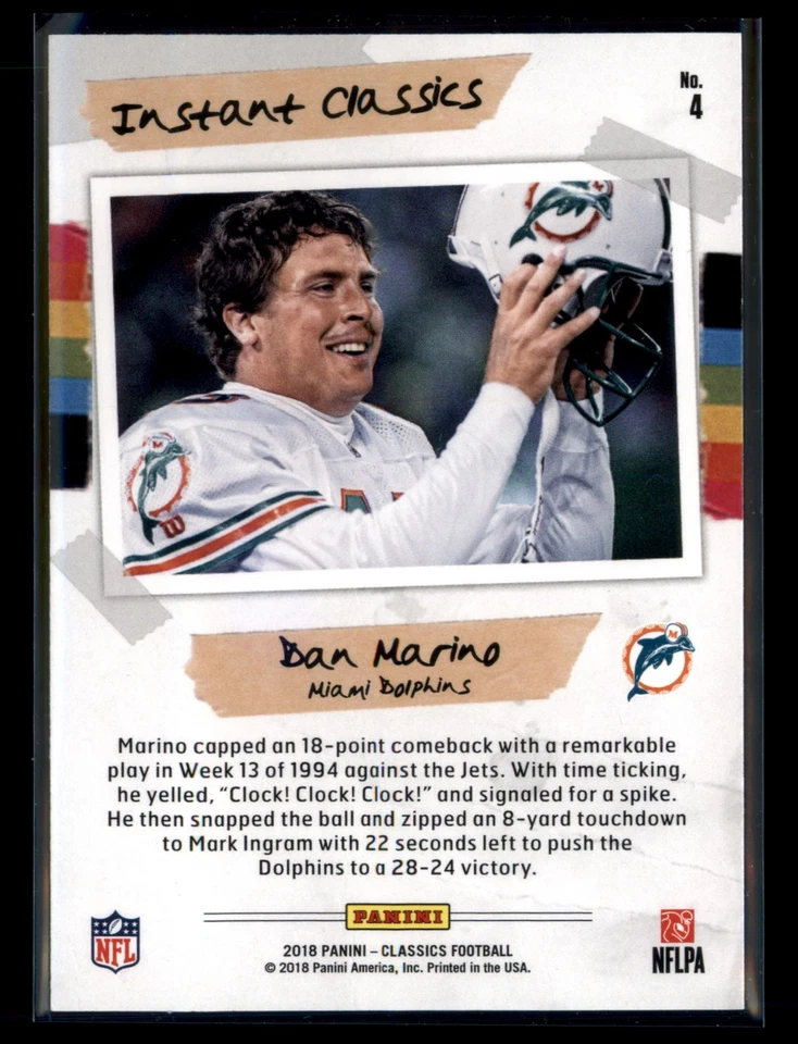 2018 Panini Classics #4 Dan Marino Instant Classics - Image 2 of 2