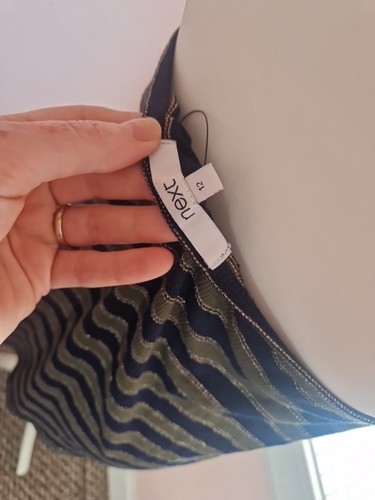 Next Halter Neck Top Size 12 Gold Navy Green Stripes Never Worn Neck Without Tag - Picture 6 of 7