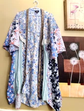 GiGiO Womens Floral Patchwork Kimono Duster Bohemian Cardigan Cover Up Flowy S