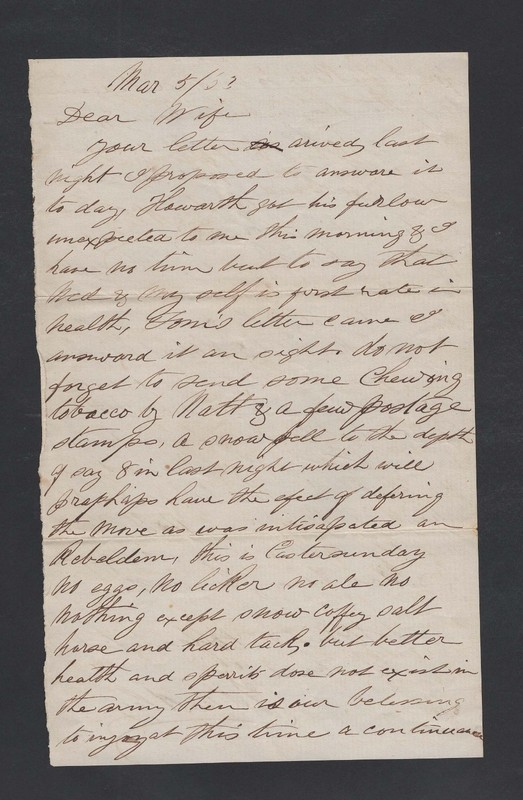 CIVIL WAR LETTER - 124th PA Infantry - Eats Hard Tack, Makes Snow Coffee Etc !
