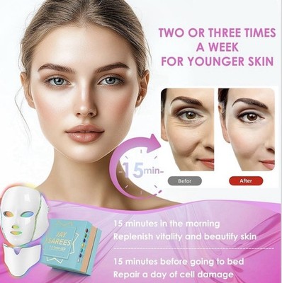JAY SAREES | 7-1 Color LED Professional Light Therapy Mask| Open Box