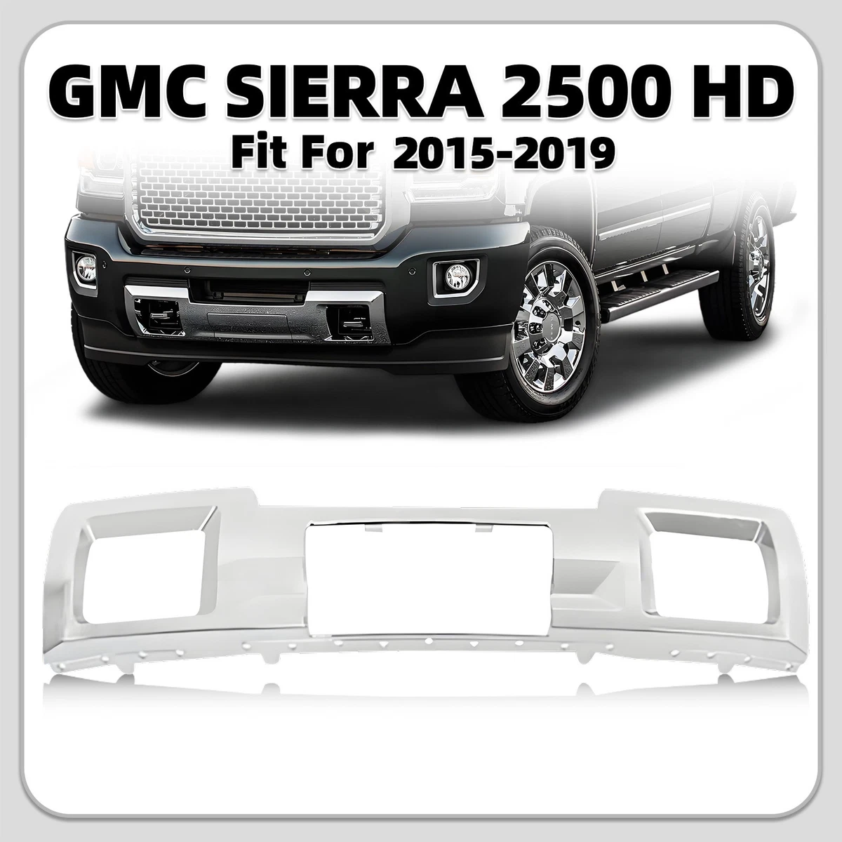 2015-2019 Chrome GMC Sierra 2500/3500 Front Bumper with Sensor Holes - GM1002856
