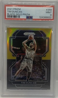 2021 PANINI PRIZM TIM DUNCAN #268 BLACK GOLD PRIZM #4/5 PSA 9 SPURS SP SSP HOF