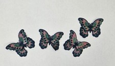 Pink,Blue, And Green Embroidered Butterfly Applique Patch, Set Of Four, Sew On