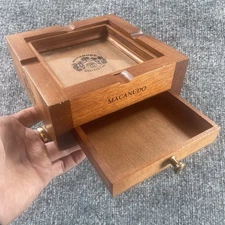 Handmade Macanudo Wooden ashtray with drawer for accessories Made in D.R.