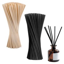 Henyall 100pcs Reed Diffuser Sticks, Natural Rattan 3x200mm, Black & Wood
