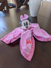 Disney Minnie Mouse Pink Satin Trim Baby Babies Security Blanket Lovey Adorable