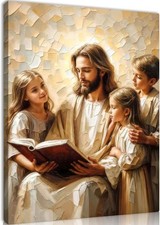 Jesus Teaching Children Canvas Wall Art Christian Kids Room Decor