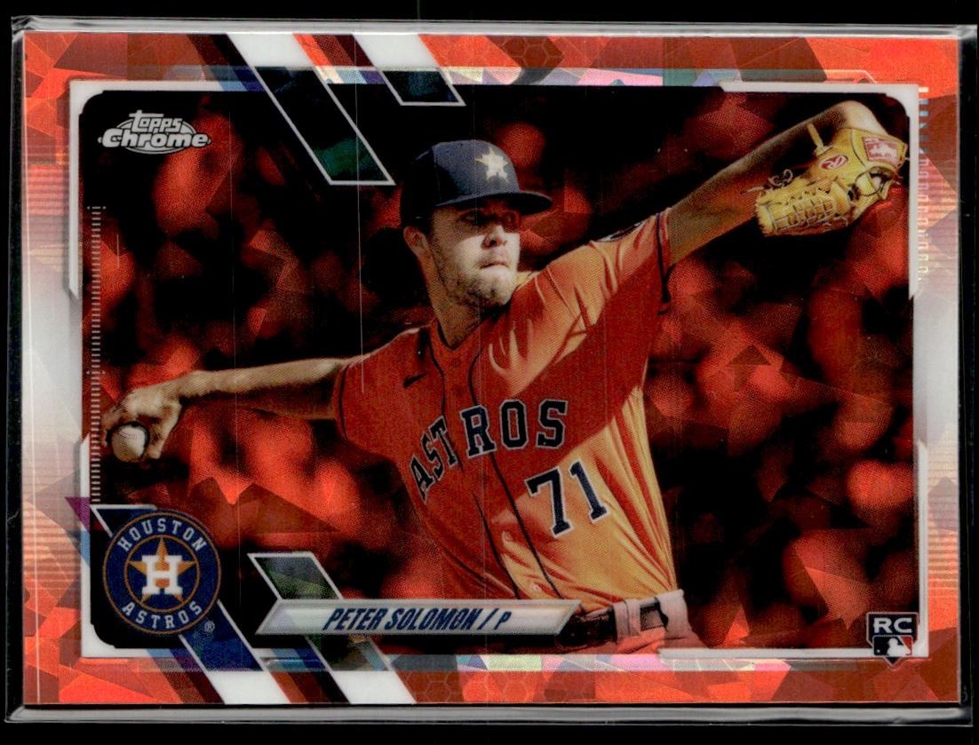 2021 Topps Chrome Update Sapphire Orange Peter Solomon RC 08/25 Houston Astros