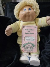 18" Lemon Hair Cabbage Patch Kids  Blue Eyes Black Signature On Bottom CUTE L@@K