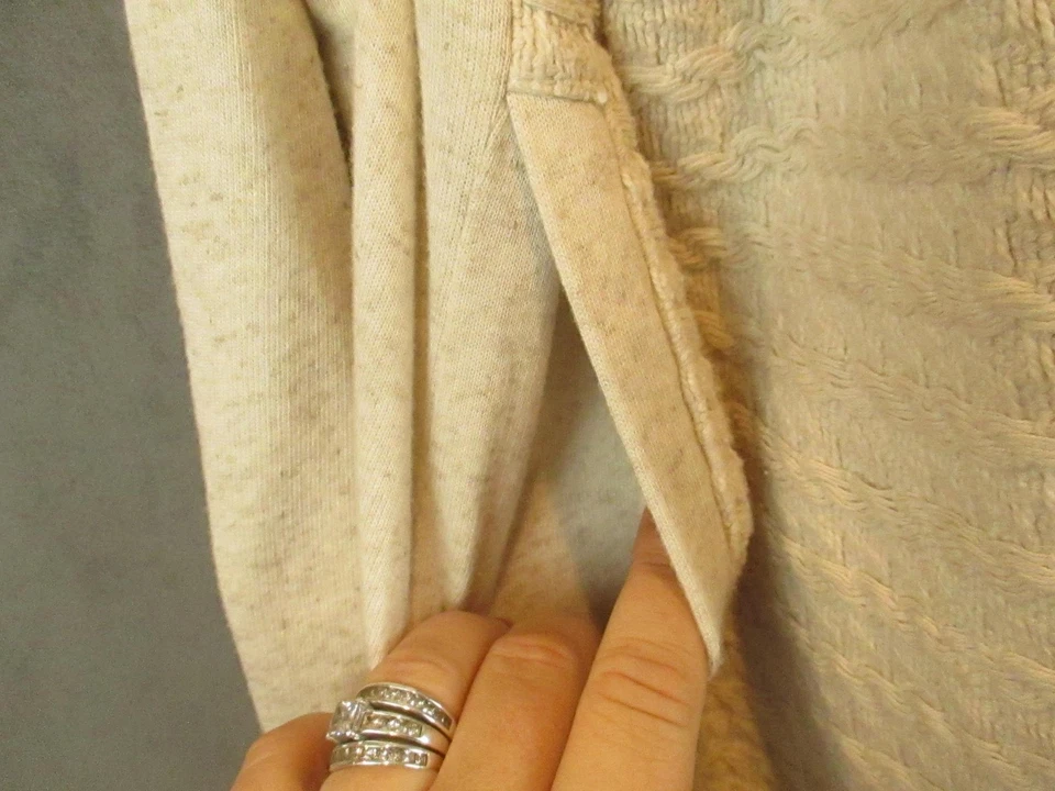 Lucky Brand Cardigan Sweater Womens 3X Beige Open Front Textured Knit Jacquard - Image 4 of 4