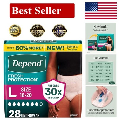 Depend Maximum Protection Disposable Adult Underwear for Women, 28 Count, Blush