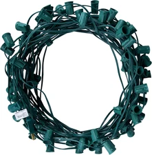 C9 Light Strand, 100 FT Outdoor String Lights Christmas Stringer with 100 Socket