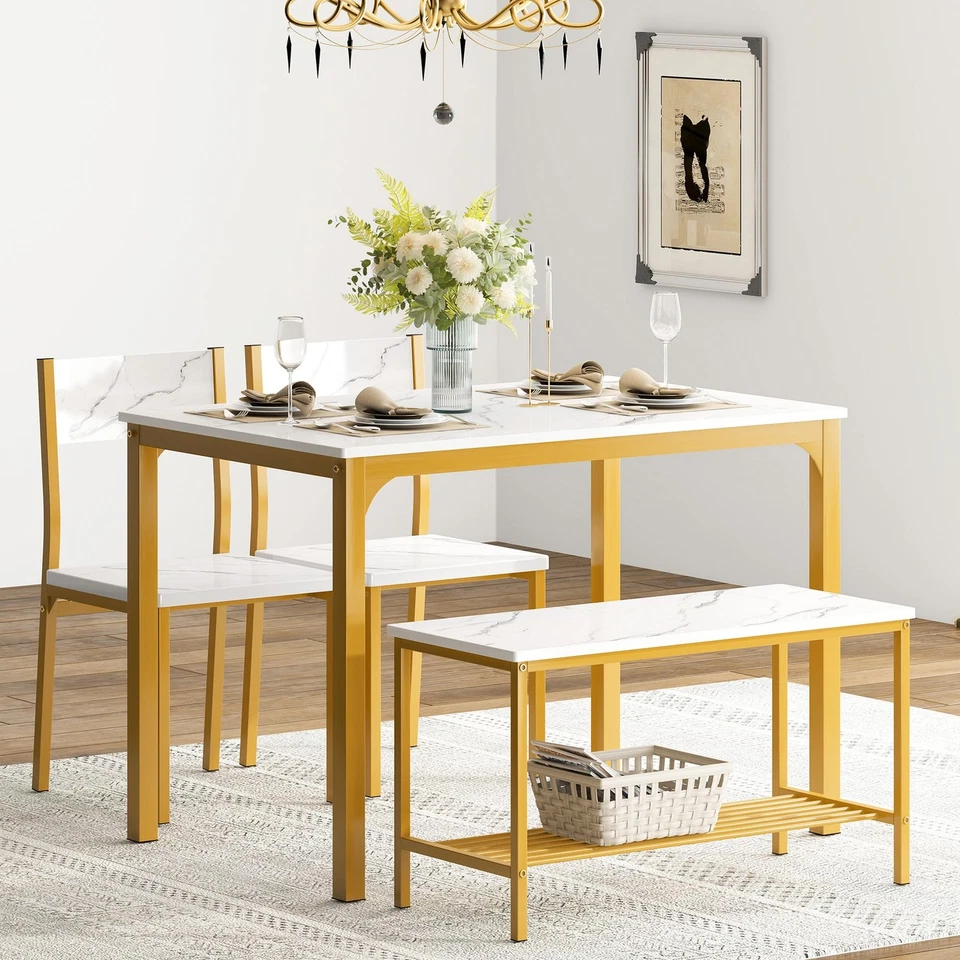 Juego de mesa de comedor soges para 4 personas, cocina de 43,3 pulgadas para, 2 sillas con Foto 2 de 4