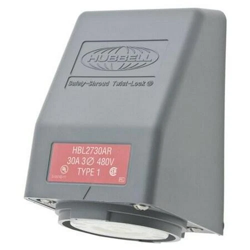 Flanged Locking Receptacle L16-30R 30A 480V AC 3 Pole Three Phase Flush Mount - Image 2 of 3