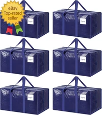 6 Pack Extra Heavy Duty Large Moving Bags with Strong Zippe