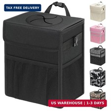 Car Trash Can with Lid, Leakproof Car Trash Bag Hanging Waterproof Automotive Ga