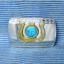 Classic Western Horseshoes Dress Belt Buckle Cowboy Cowgirl Vintage 80s .TWY829