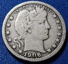 1906 Barber Quarter FULL LIBERTY, Original Look. Nice Example