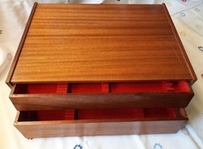 Besteckkasten WMF Tafelsilber 2 Schubladen + herausnehmbares Fach roter Filz