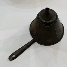 Antique Vintage Primitive Tinware Funnel Sieve Mesh At Exit