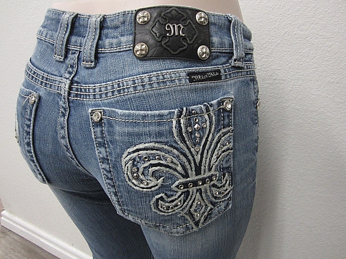 MISS ME WOMEN'S JEANS JP5109 BOOT CUT DISTRESSED BLING Fleur