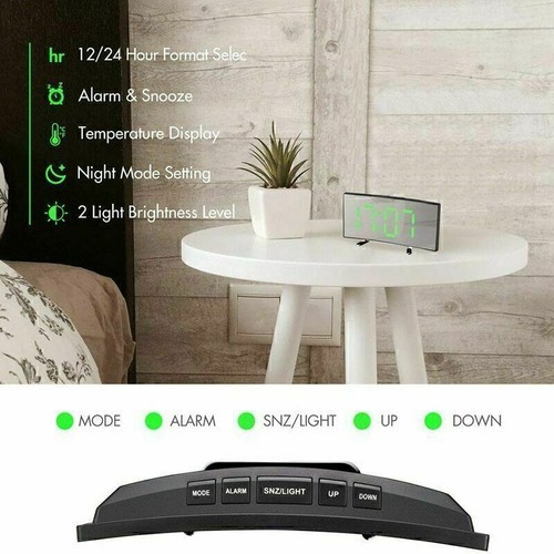 LED Wecker Digital Alarm Wecker Funk Temperatur Schlummerfunktion USB Tischuhr - Bild 4 von 8