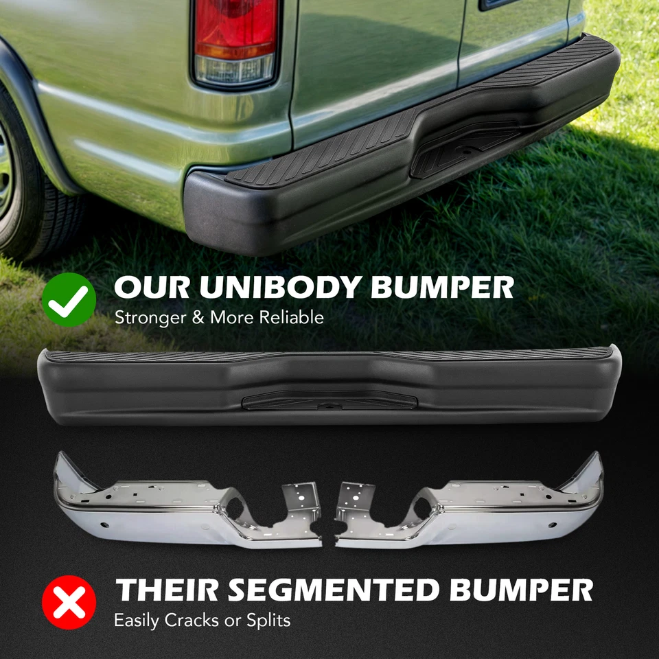 适用于 1992 - 2014 E150 E250 福特 Econoline 黑色后踏板保险杠组件已完成 — 第 4/4 张图片