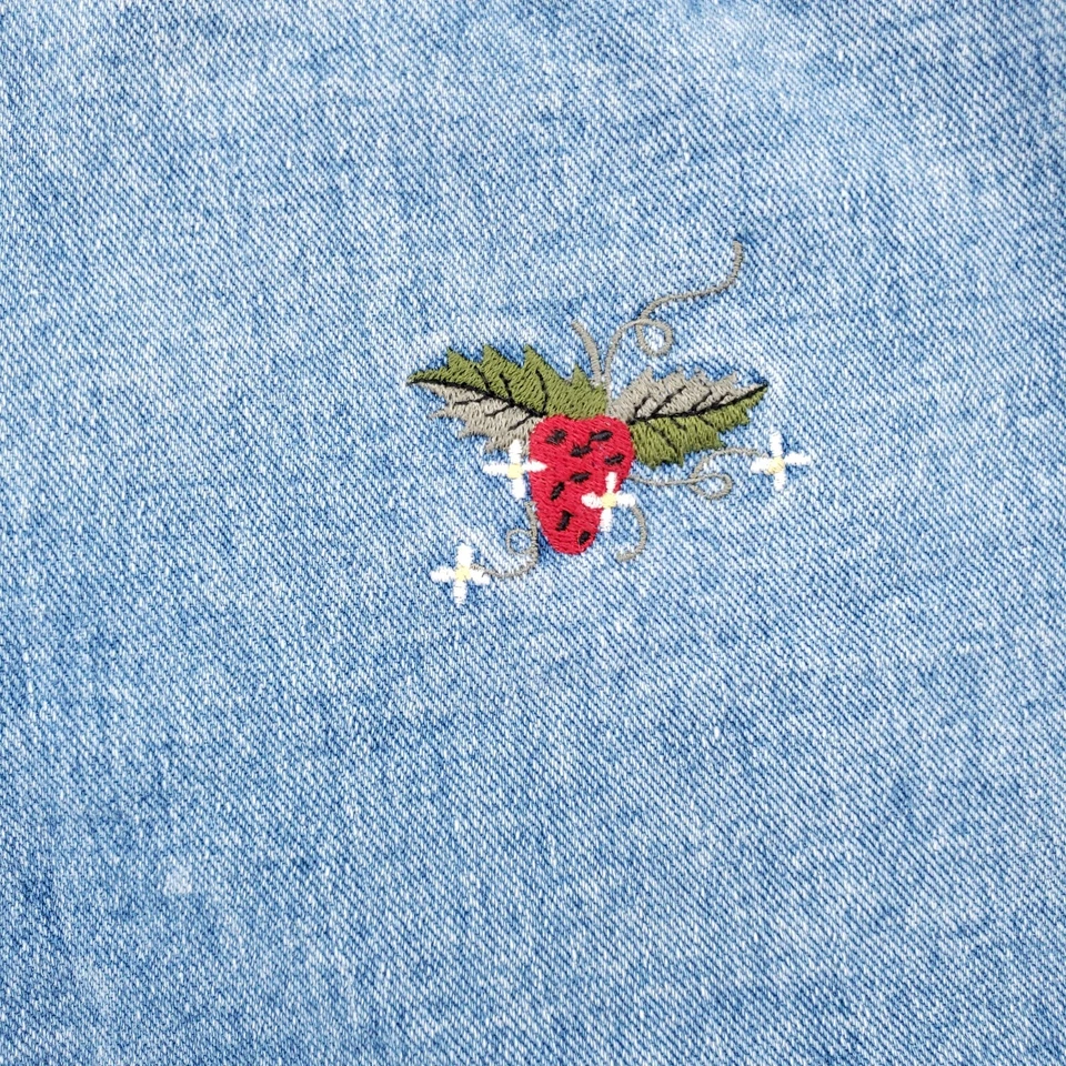 VINTAGE No Excuses Shorts Womens 15 16 Blue Mom High Rise Embroidered Denim Jean - Image 3 of 4