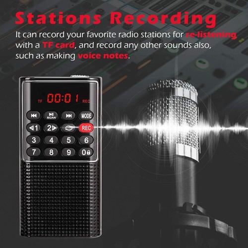 Mini Radio Portatile Tascabile PRUNUS J-328, Radiolina FM Walkman Digitale con R - Foto 4 di 7