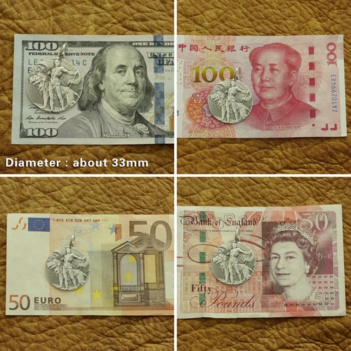 Ciondolo uomo argento sterling 925 coraggioso e leone tondo rilievo TA183A JP - Foto 8 di 9