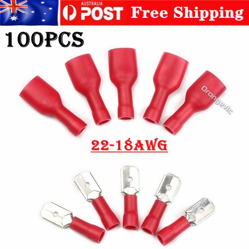 100Pcs Terminal Spade Electrical Wire Connector Kit Assorted Insulated Crimp Set - Picture 14 of 19