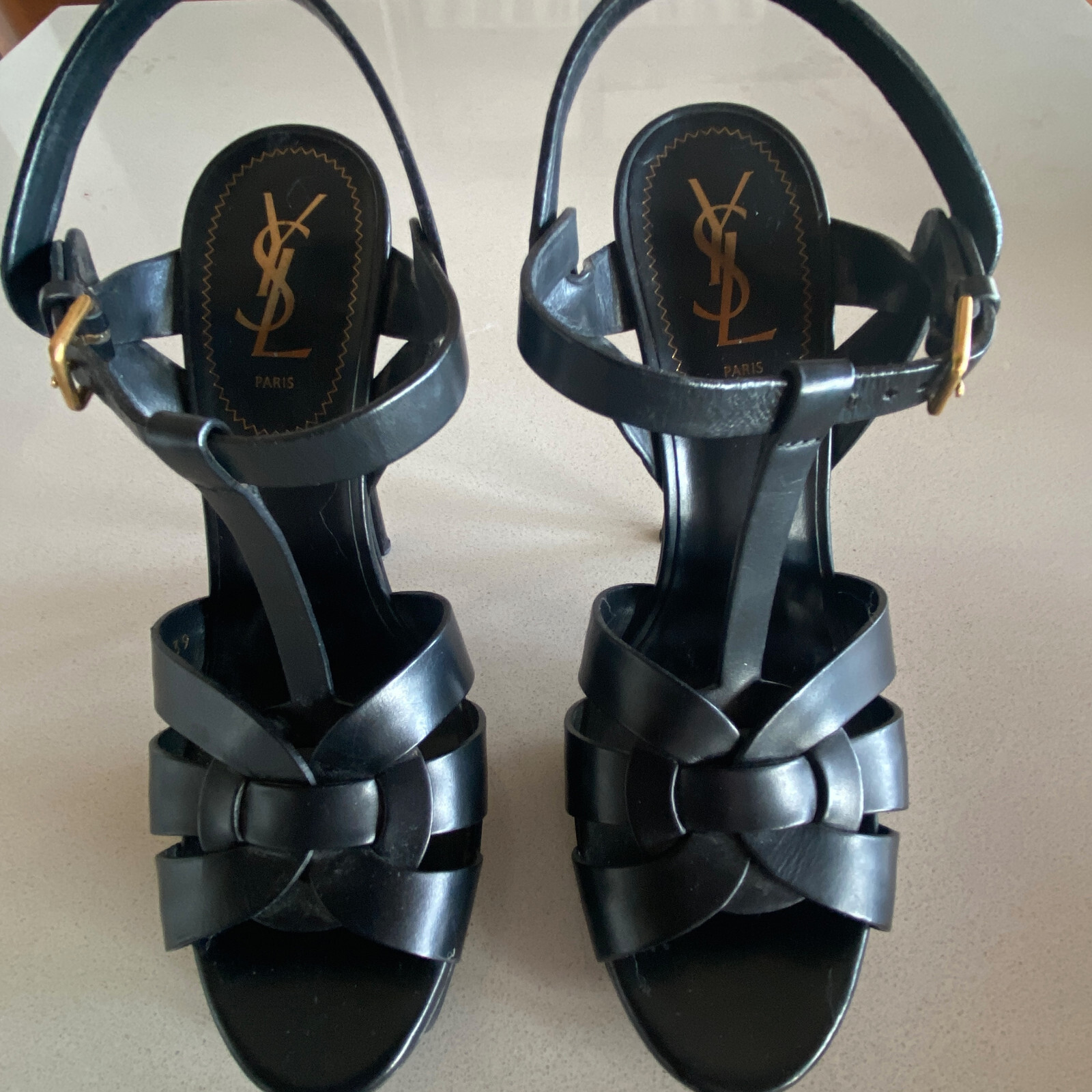 SAINT LAURENT YSL Tribute Platform tacco nero taglia 39