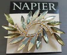 New Napier Simulated Crystal Shades of Green Twist Pin